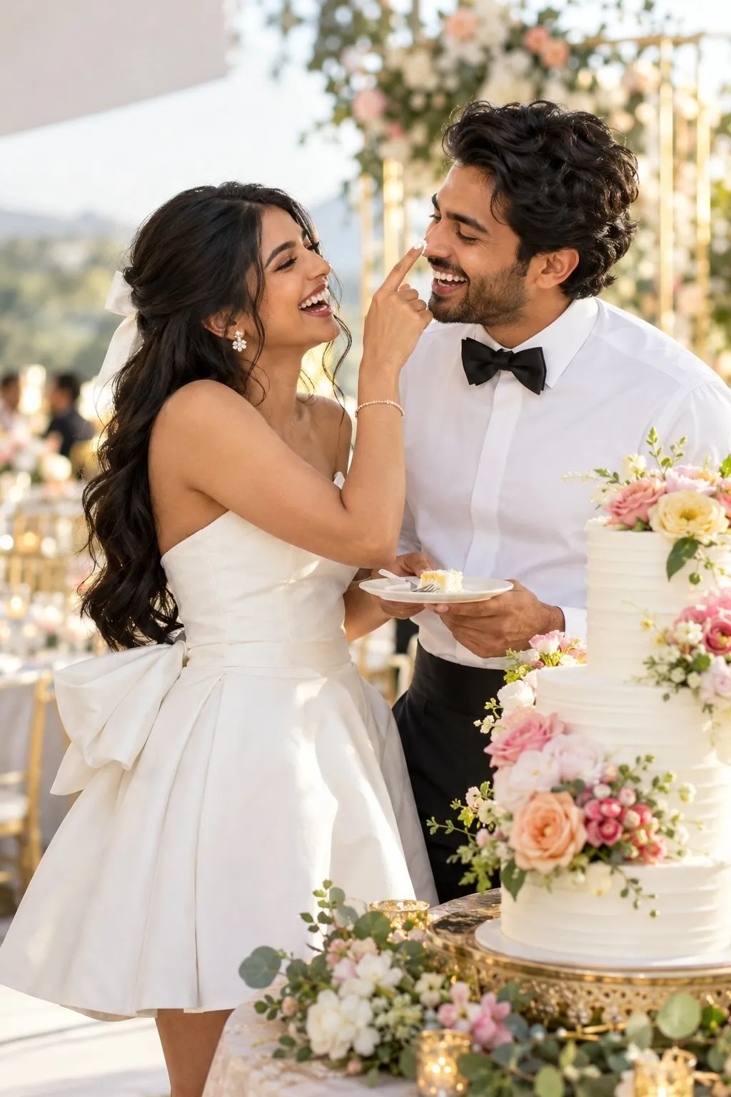 Les mariés coupent ensemble le gâteau, un moment clé de l'album photo mariage